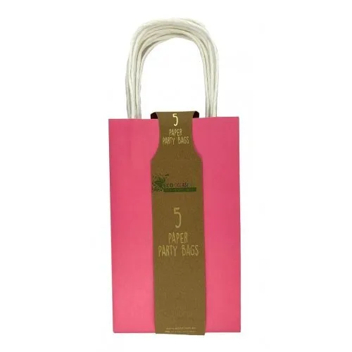 5pk Fuchsia Pink Paper Party Gift Bags