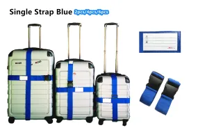 A99 Single Strap Adjustable Luggage Strap Suitcase Packing Belt Travel Accessories w Quick Release Buckle Name Card Blue 2pcs/4pcs/6pcs