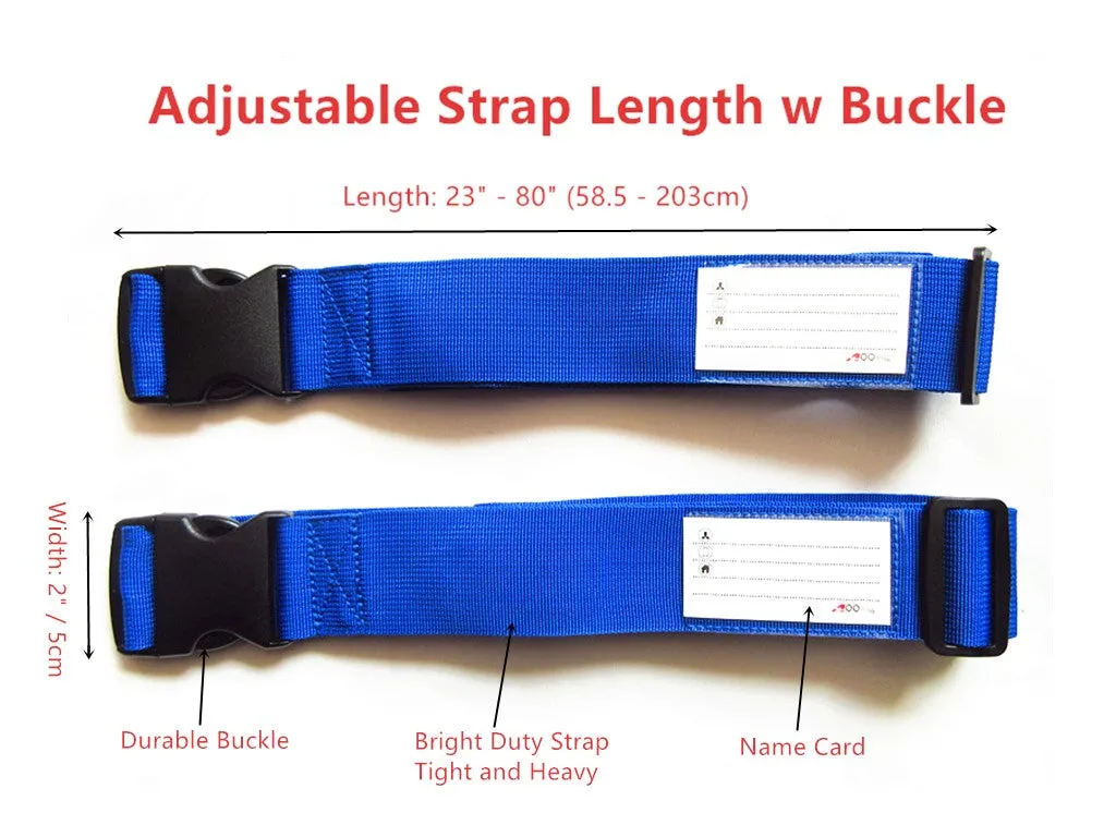 A99 Single Strap Adjustable Luggage Strap Suitcase Packing Belt Travel Accessories w Quick Release Buckle Name Card Blue 2pcs/4pcs/6pcs