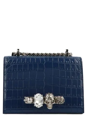 Alexander McQueen Embellished Croc Effect Crossbody Bag