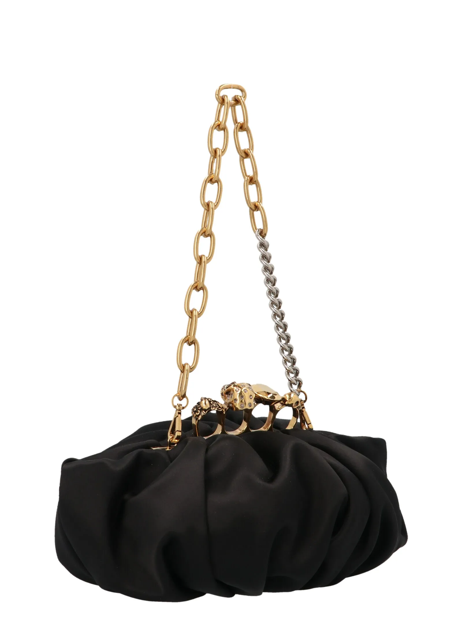 Alexander McQueen Satin Four Ring Clutch Bag