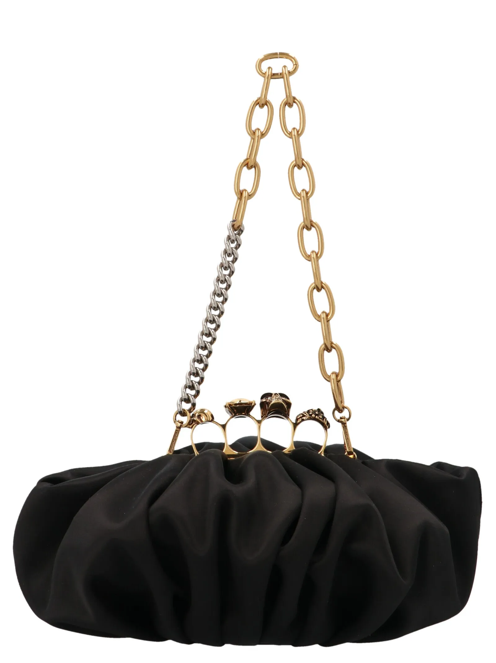 Alexander McQueen Satin Four Ring Clutch Bag