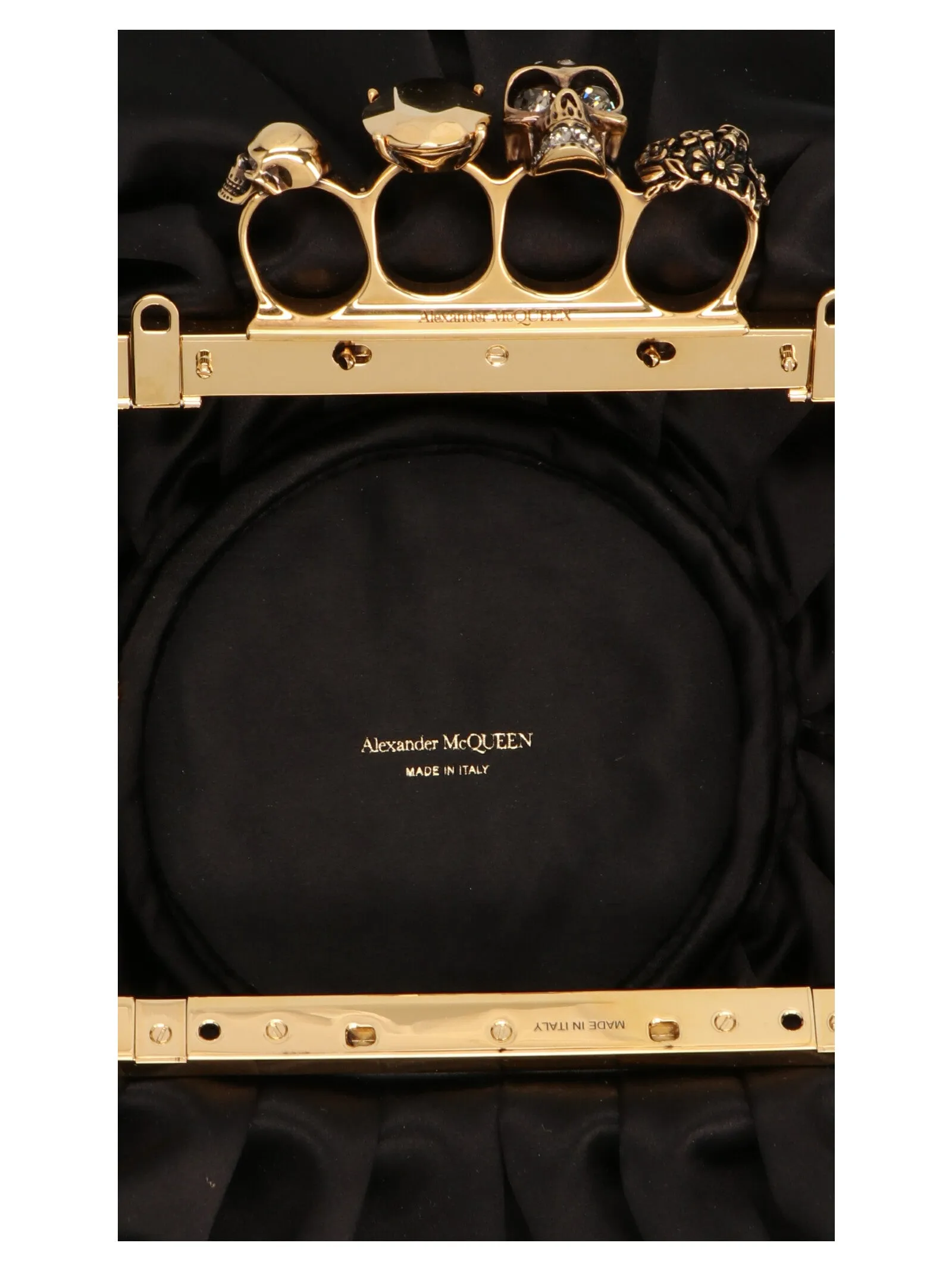 Alexander McQueen Satin Four Ring Clutch Bag