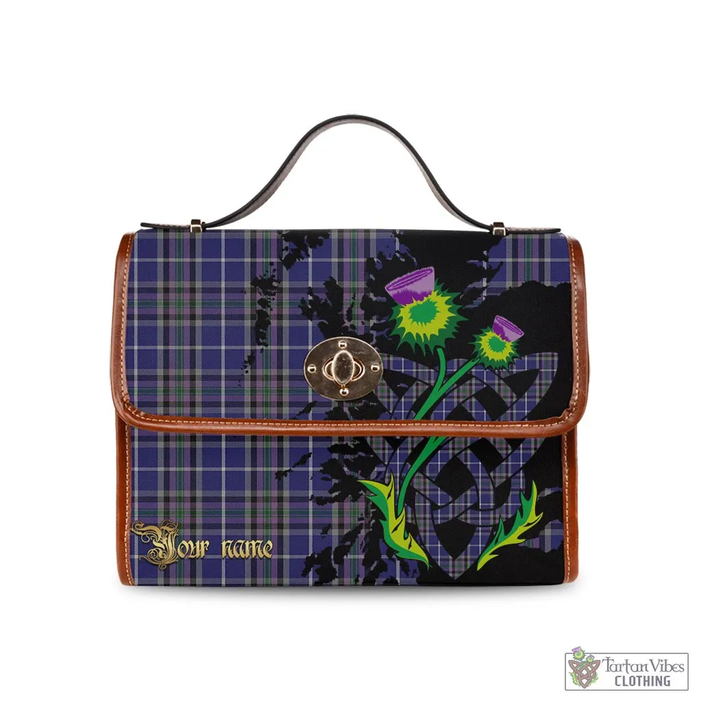 Alexander of Menstry Tartan Waterproof Canvas Bag with Scotland Map and Thistle Celtic Accents