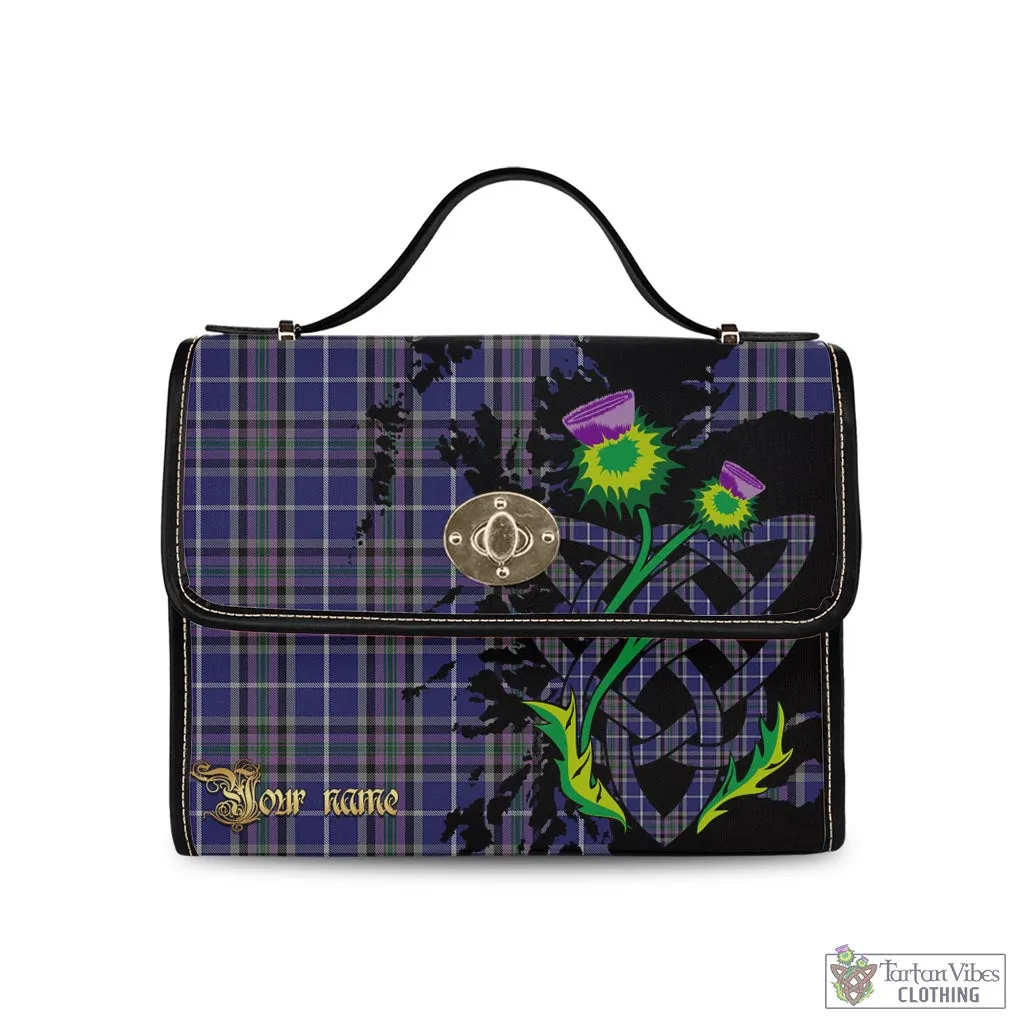 Alexander of Menstry Tartan Waterproof Canvas Bag with Scotland Map and Thistle Celtic Accents