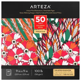 Arteza Adults Colouring Book Floral Designs 50 Sheets 23.9cm