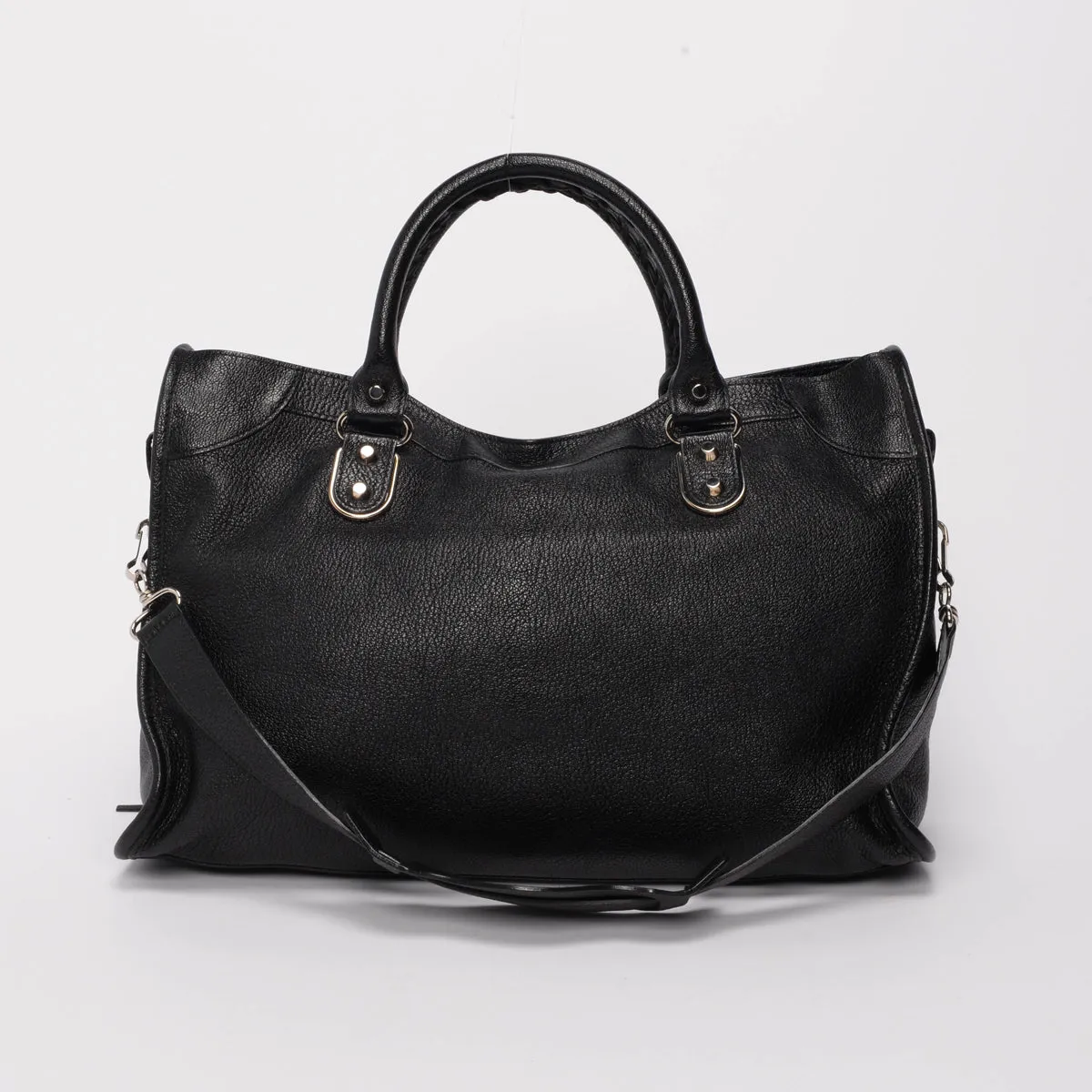 Balenciaga Black Goatskin Metallic Edge City Bag