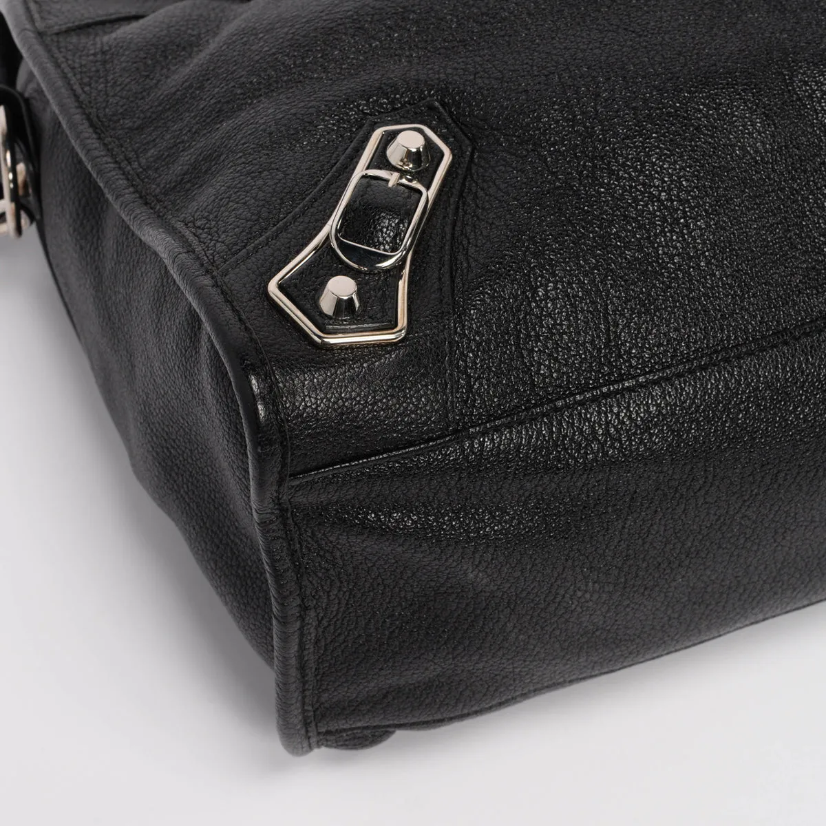 Balenciaga Black Goatskin Metallic Edge City Bag