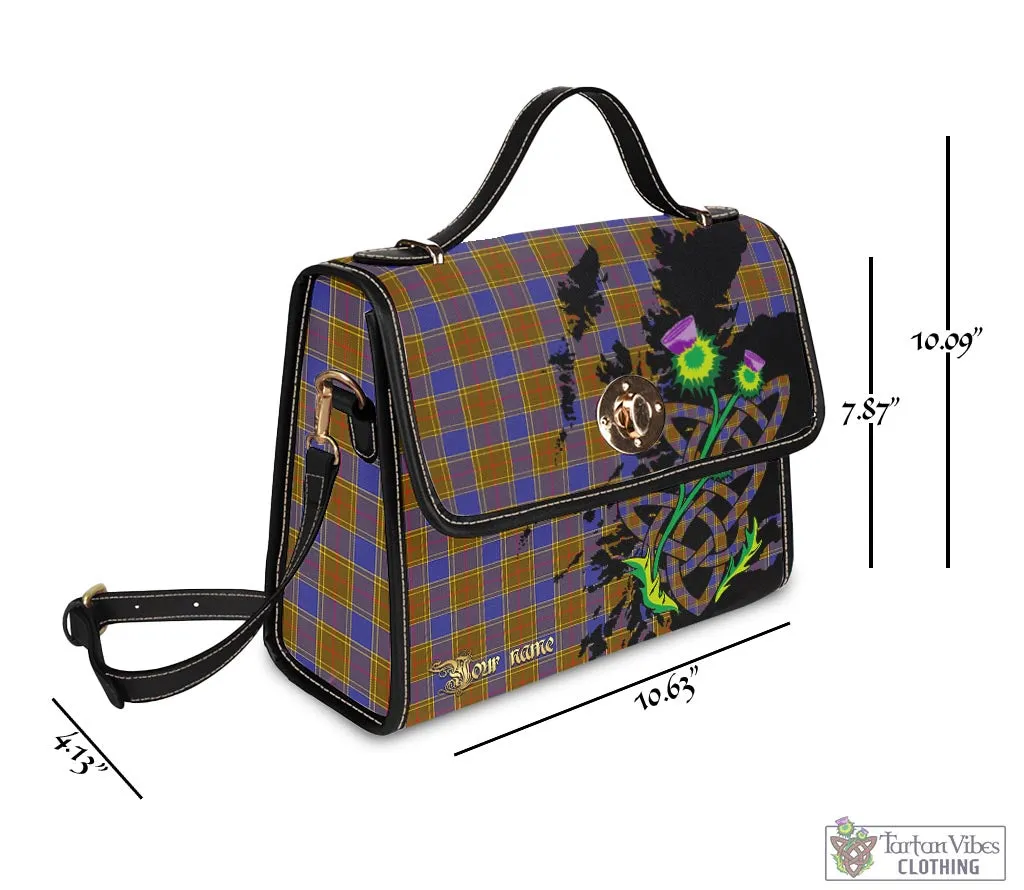 Balfour Tartan Waterproof Canvas Bag with Scotland Map and Thistle Celtic Accents