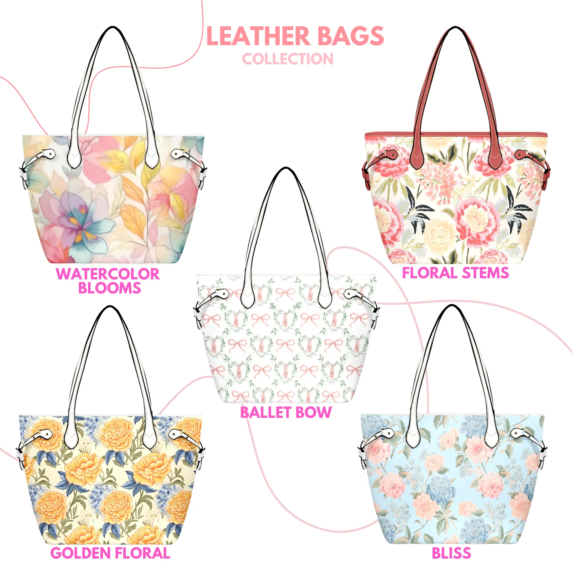 Ballet Bow Floral Leather Bag | Perfect Gift for Her | Elegant & Durable Fashion Tote