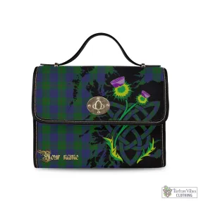 Barclay Tartan Waterproof Canvas Bag with Scotland Map and Thistle Celtic Accents