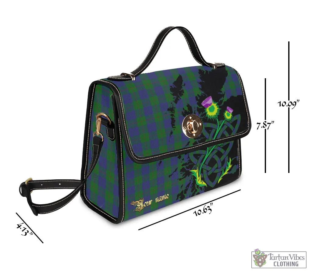 Barclay Tartan Waterproof Canvas Bag with Scotland Map and Thistle Celtic Accents