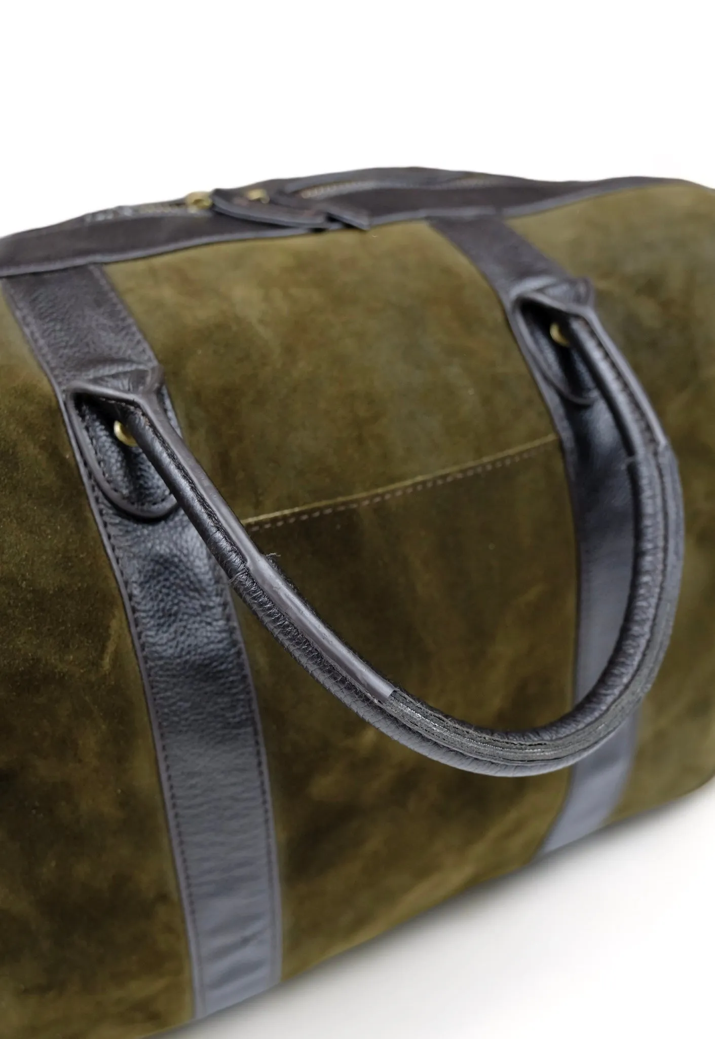 Baron - Dark Green Waxed Suede Weekend Bag 48h/50L