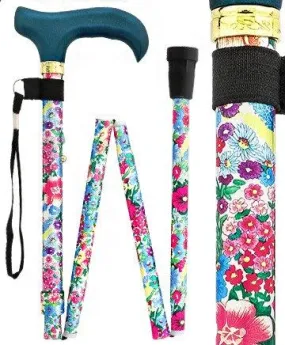 Beautiful Bouquet: Adjustable Folding Cane Wooden Handle