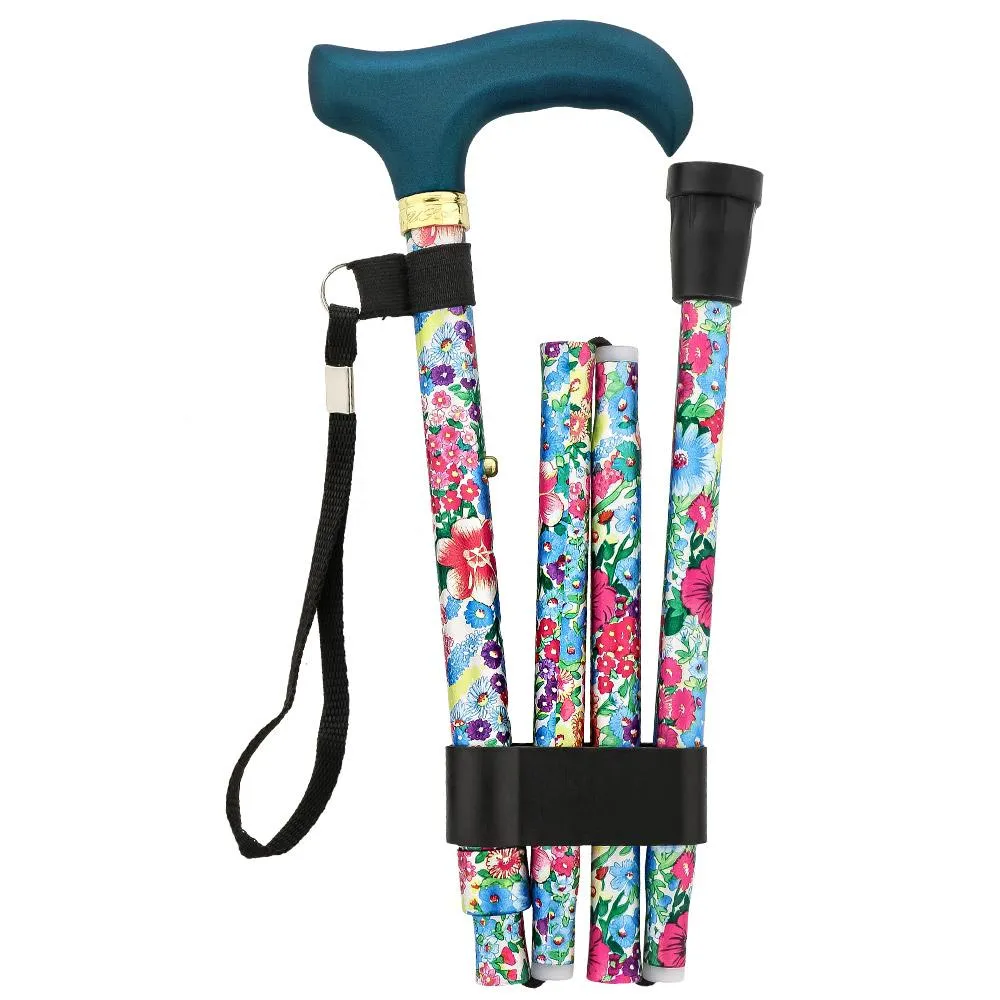 Beautiful Bouquet: Adjustable Folding Cane Wooden Handle