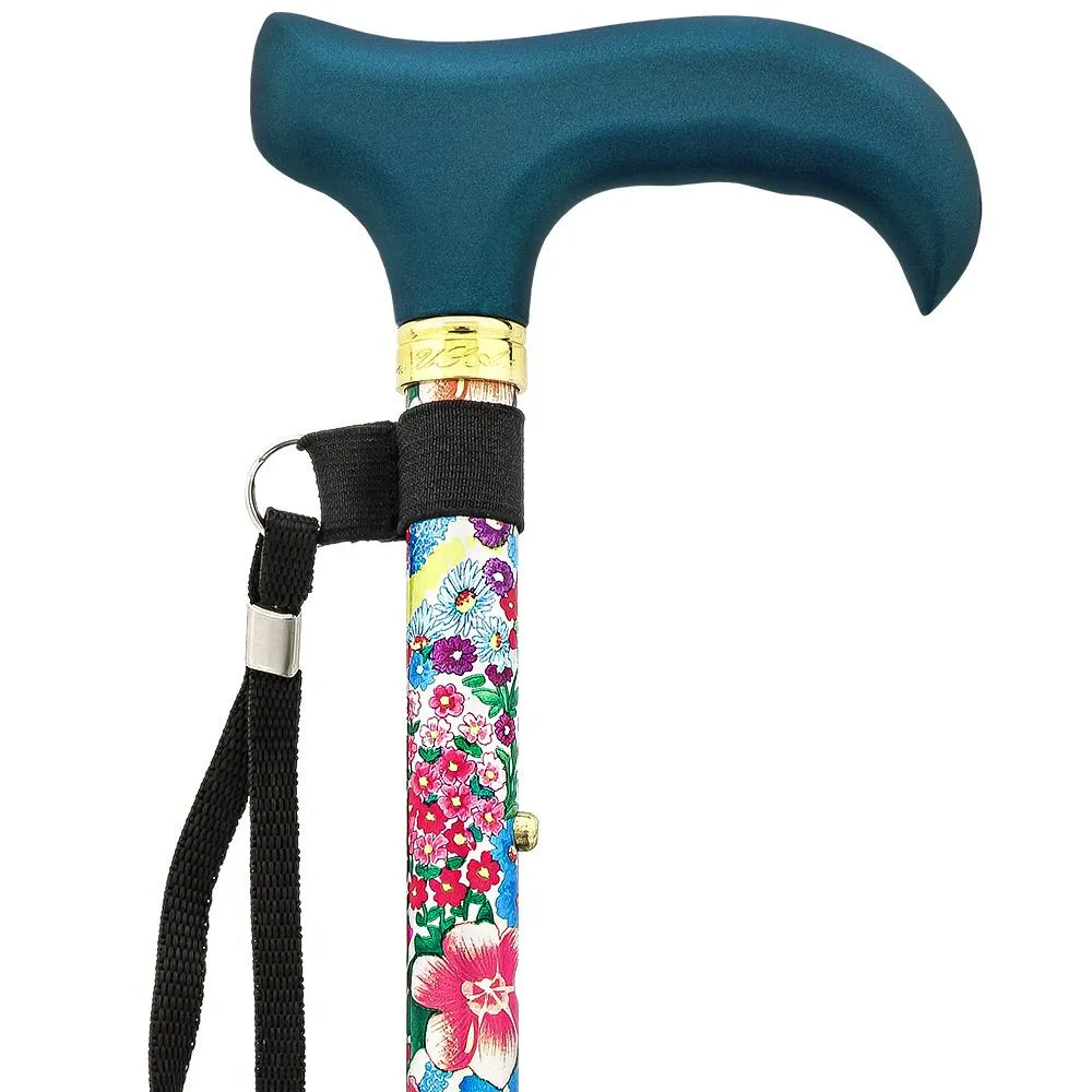 Beautiful Bouquet: Adjustable Folding Cane Wooden Handle