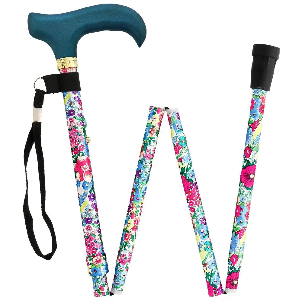 Beautiful Bouquet: Adjustable Folding Cane Wooden Handle