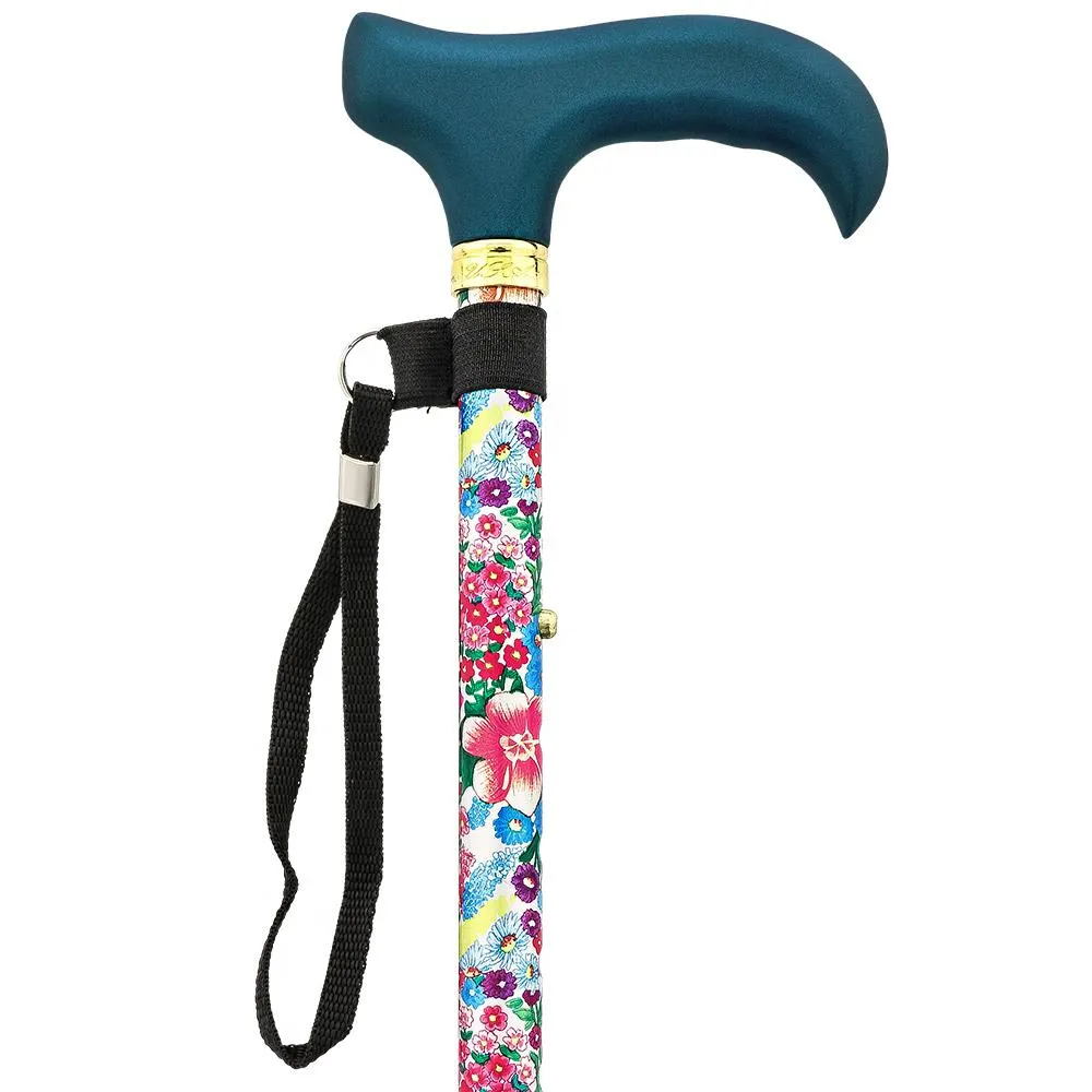 Beautiful Bouquet: Adjustable Folding Cane Wooden Handle