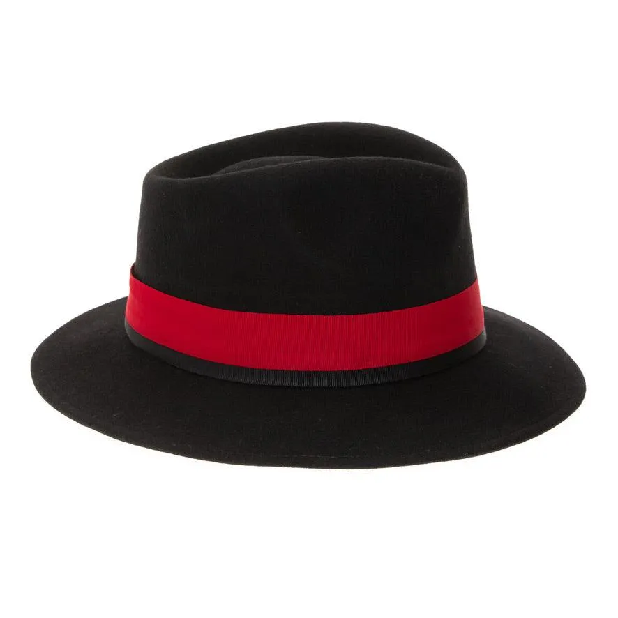 Black & Red Grayson Fedora 100% Australian Wool Crushable Hat