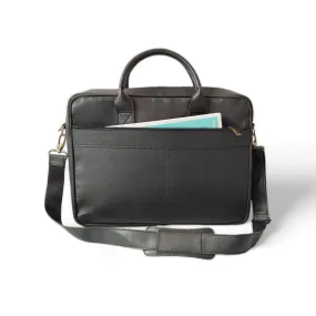 Black Leather Laptop Bag for Men