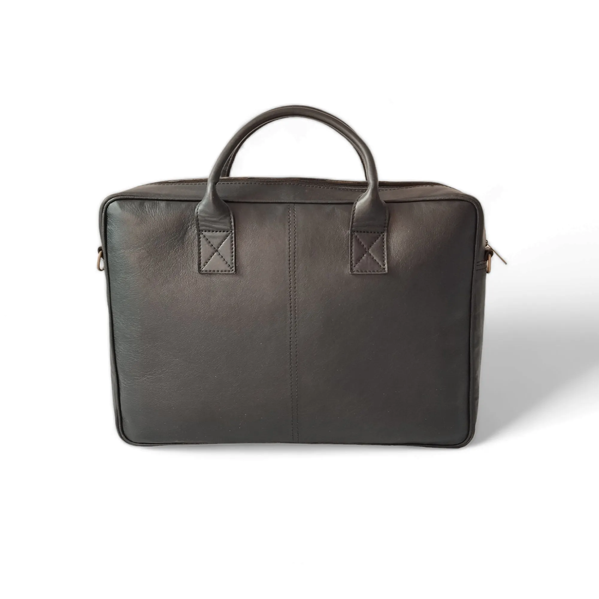 Black Leather Laptop Bag for Men