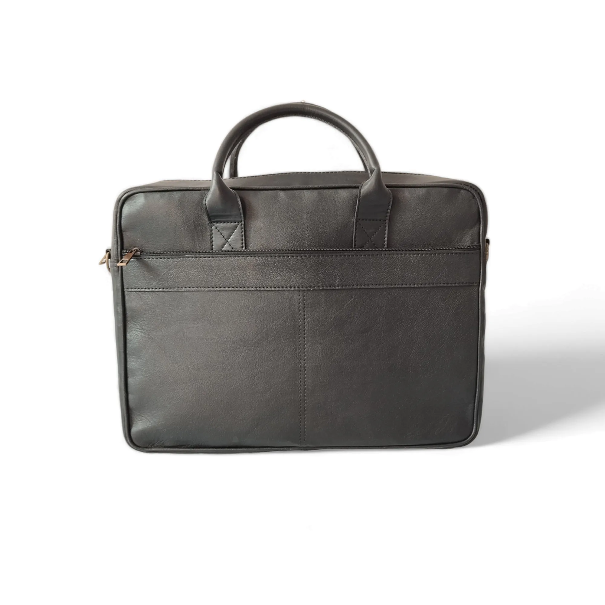 Black Leather Laptop Bag for Men