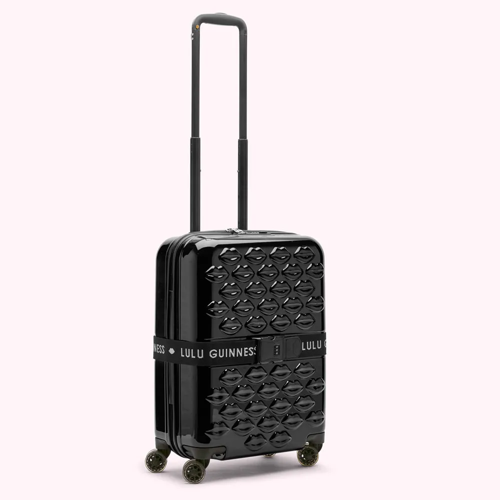 BLACK LULU LIPS CABIN SPINNER CASE AND LUGGAGE BELT