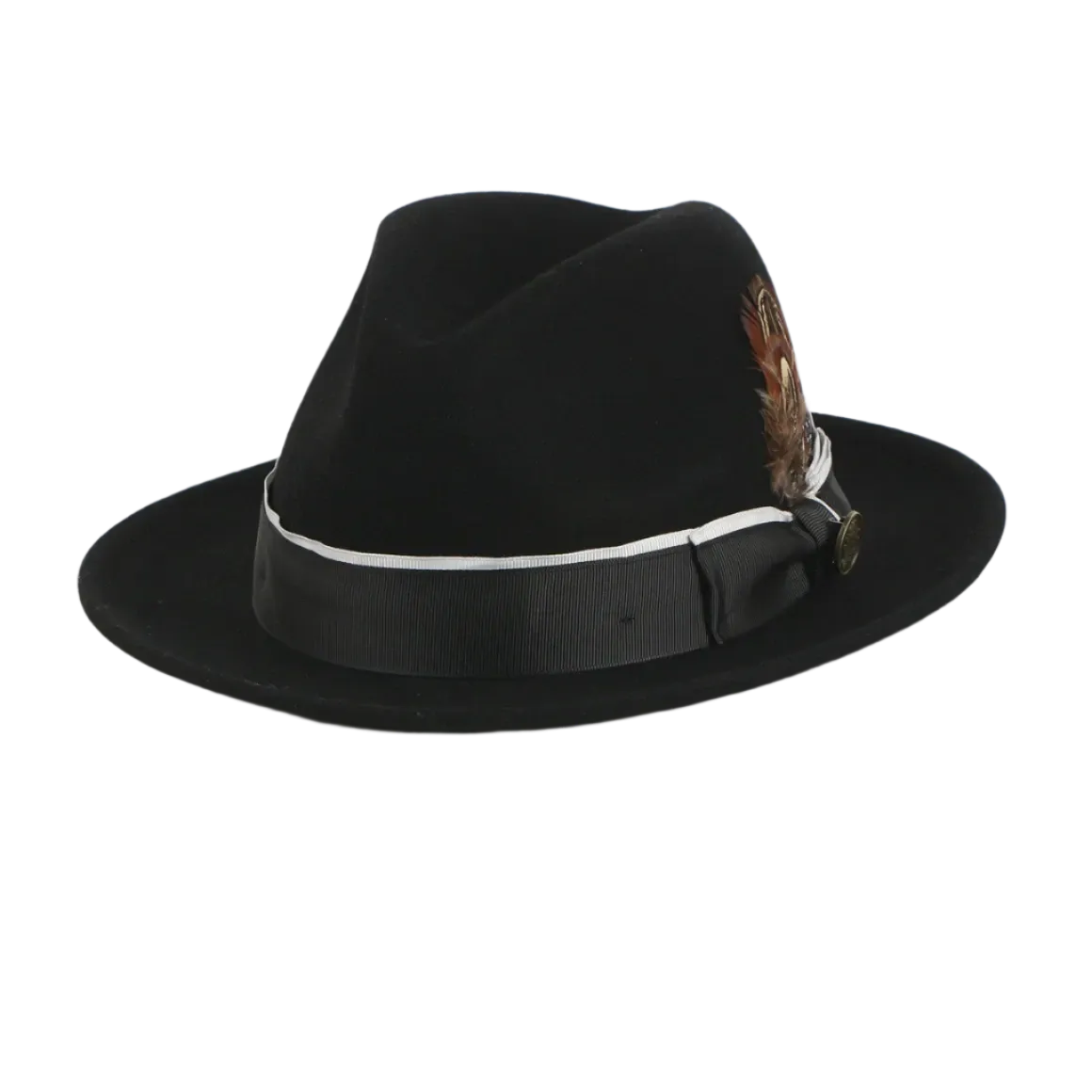 Black Men's Steven Land Wool Fedora Hat Style No-Bogart