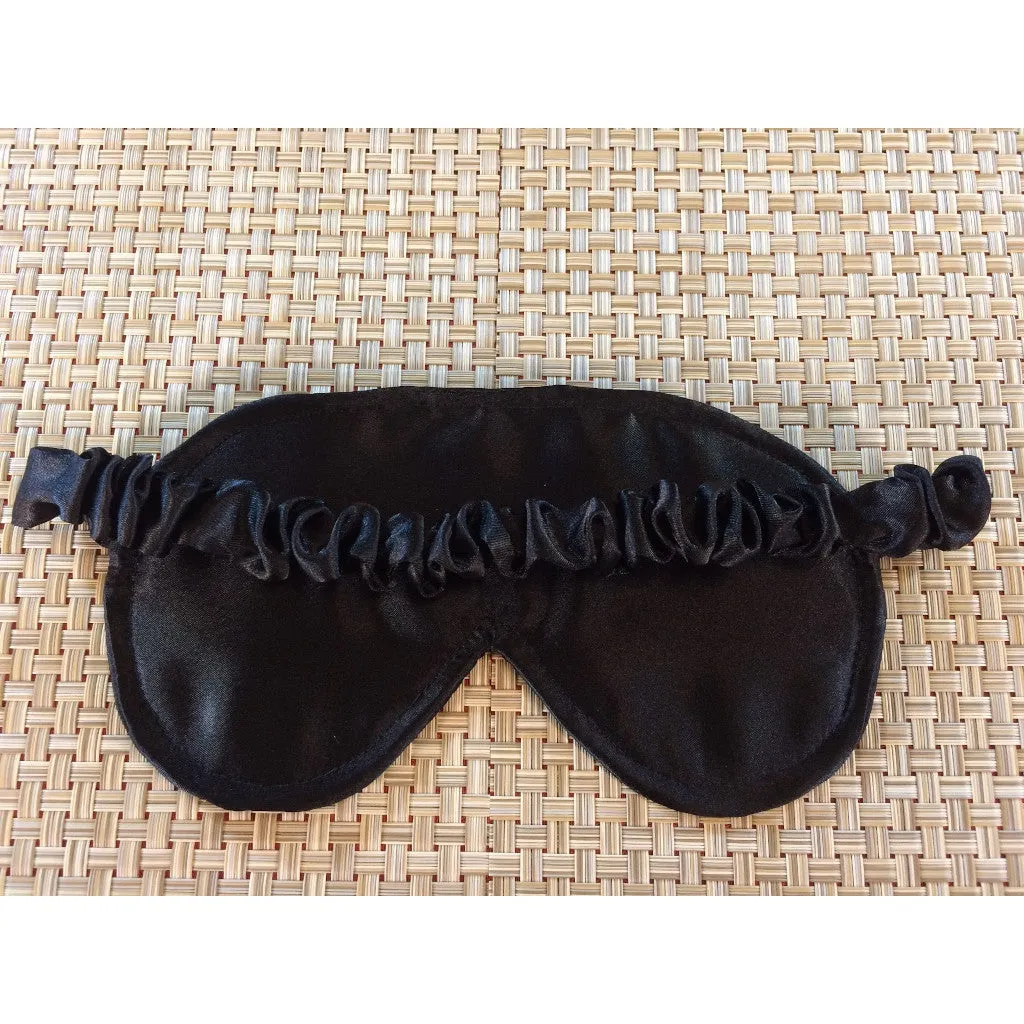 Black Satin Sleep Eye Mask. Romantic, Sensual Blindfold Gift for Men or Women.