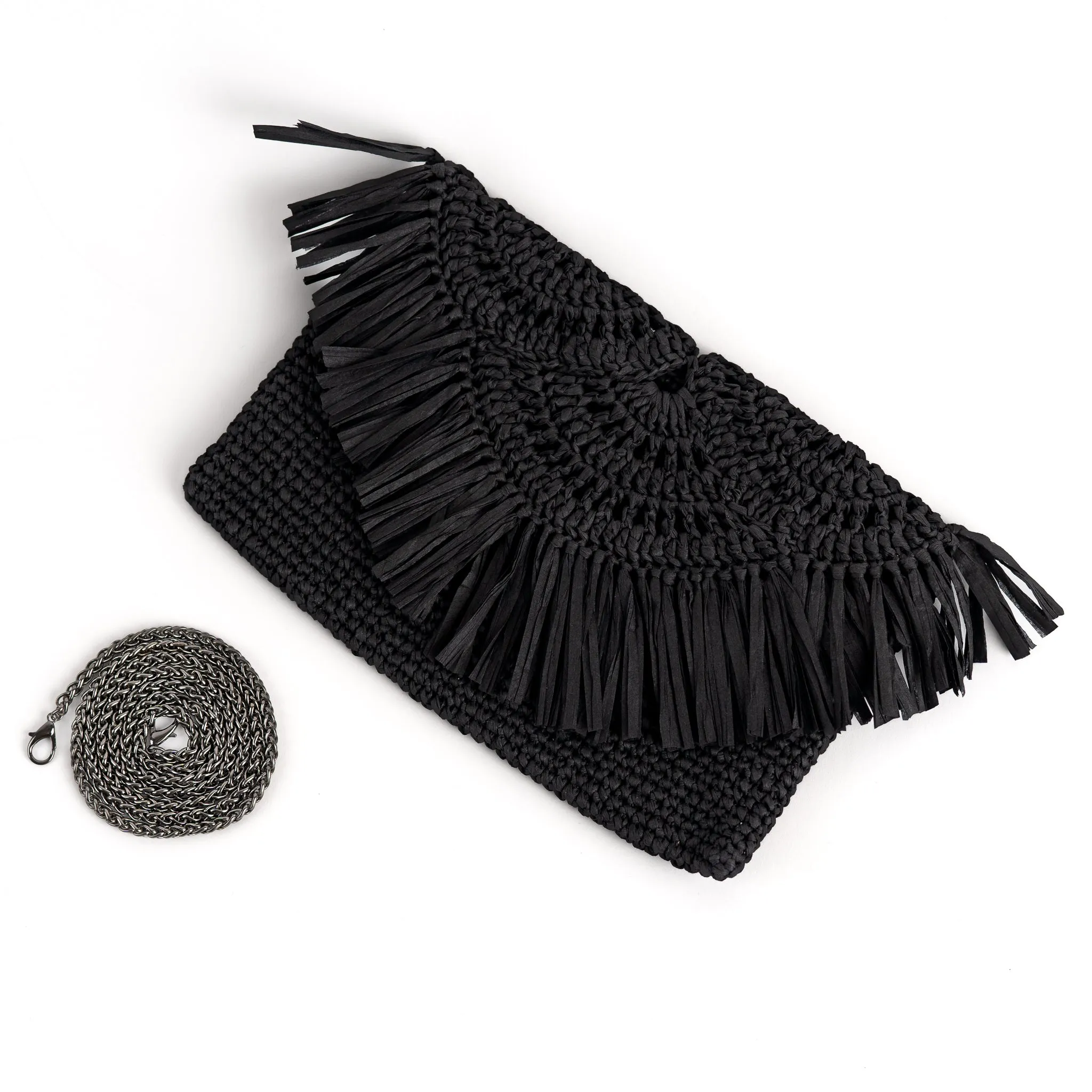 Black Straw Clutch Bag