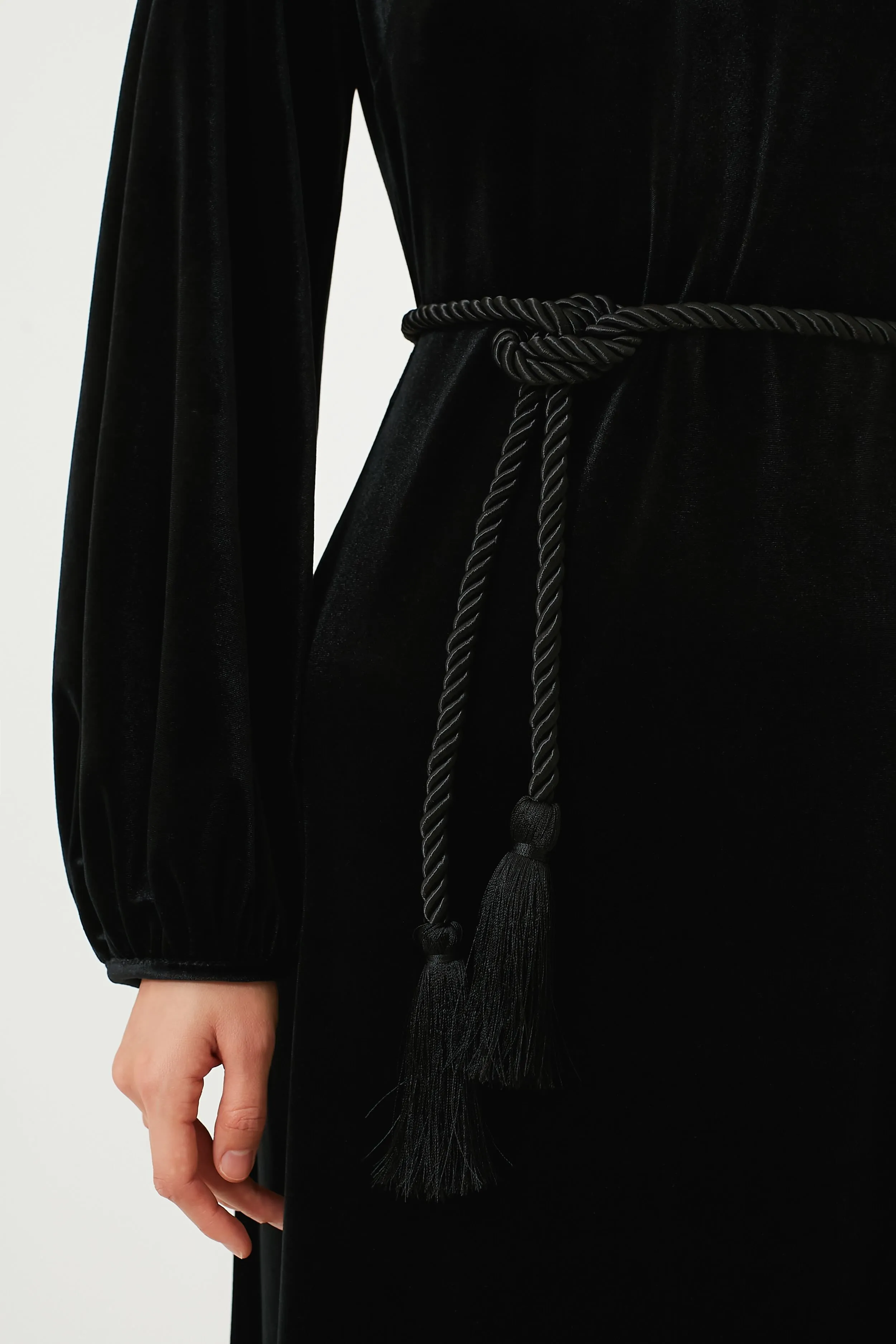 Black Stretch Velvet Magdalena Dress