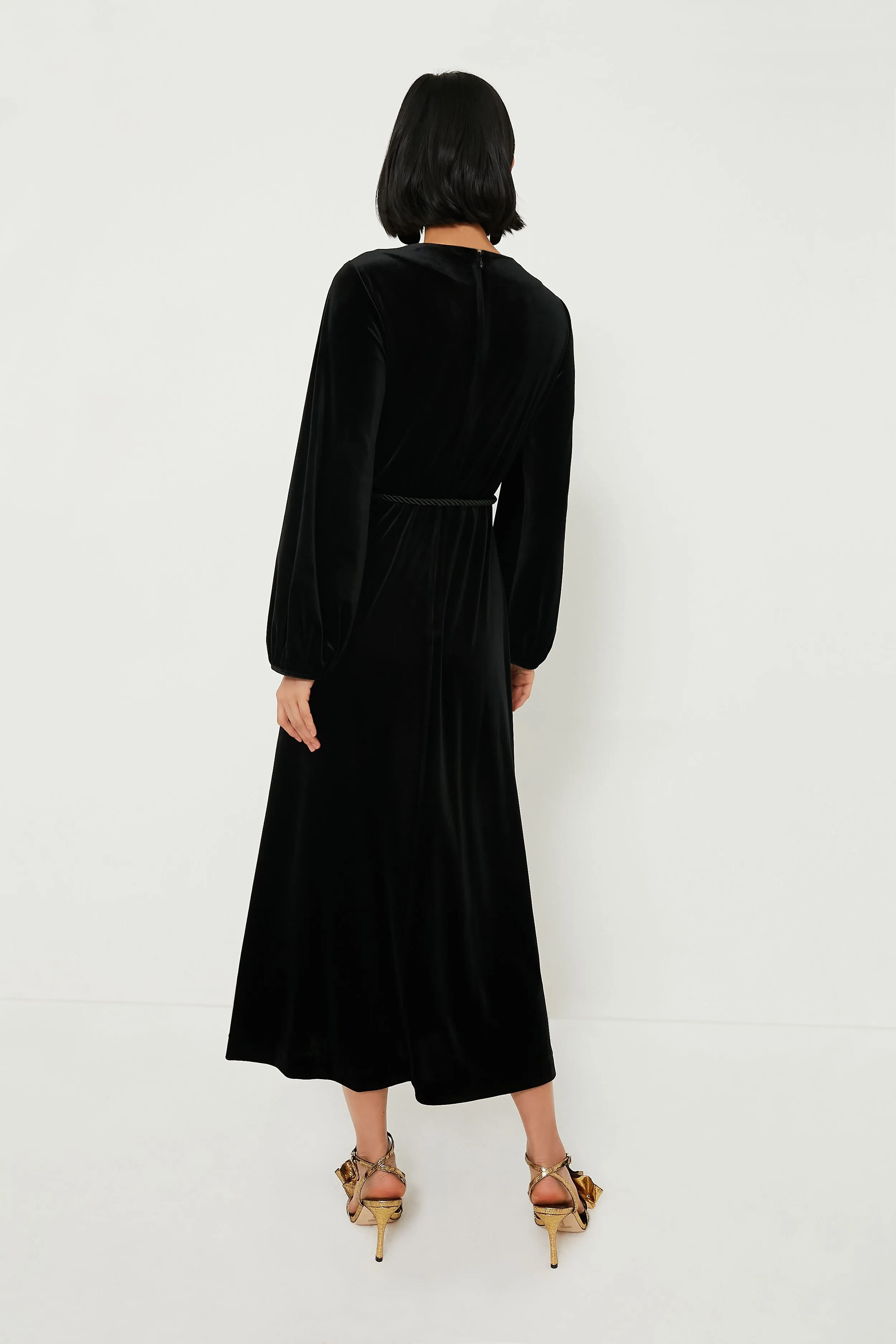 Black Stretch Velvet Magdalena Dress