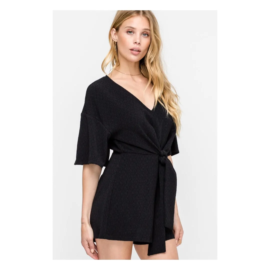 Black Tie Front Romper