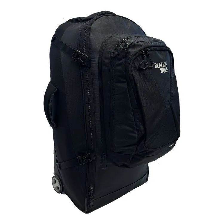 Black Wolf - 85L ( 20L) Grand Tour II wheel bag with backpack straps - Black