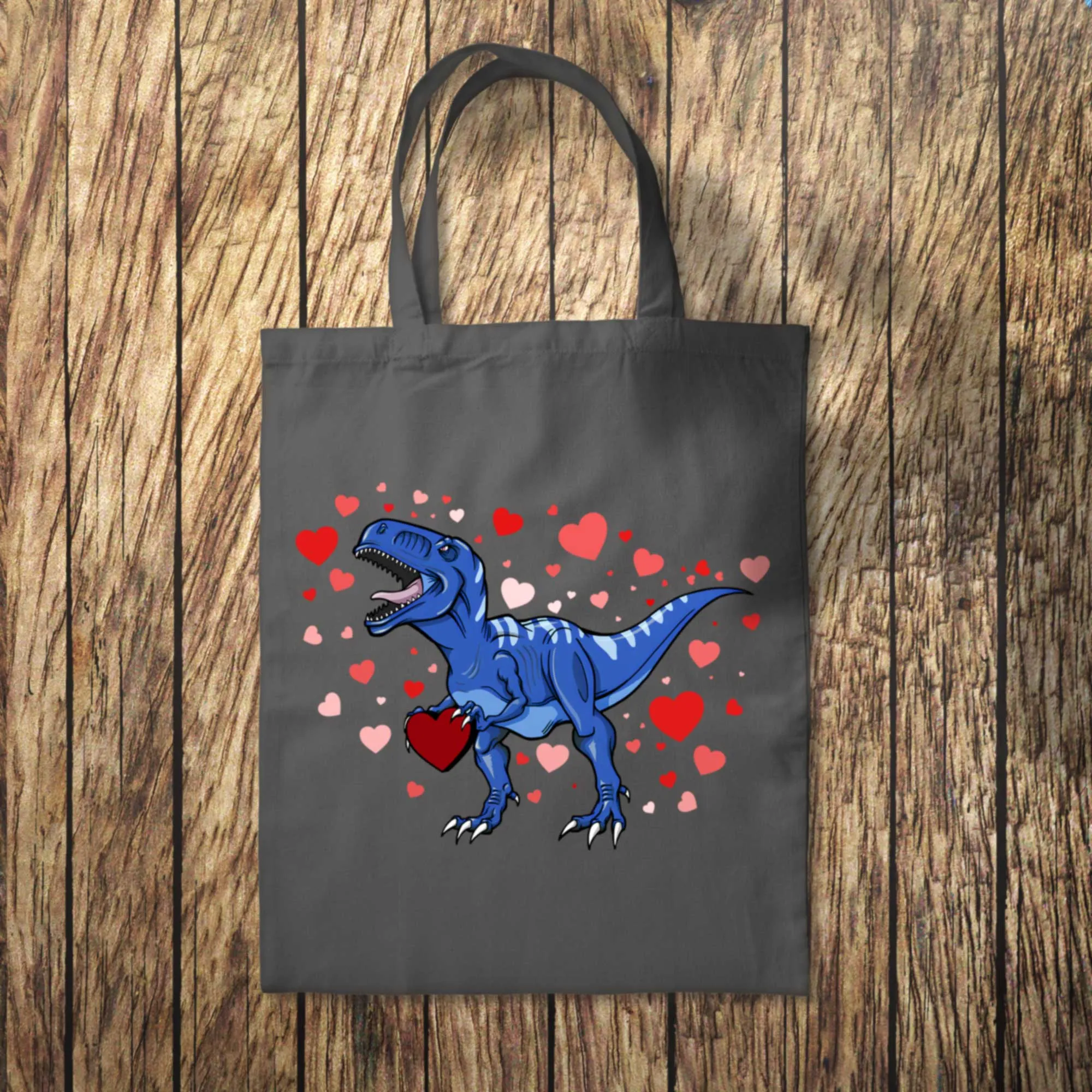 Blue Dinosaur Hearts Tote Bag 10L Bag