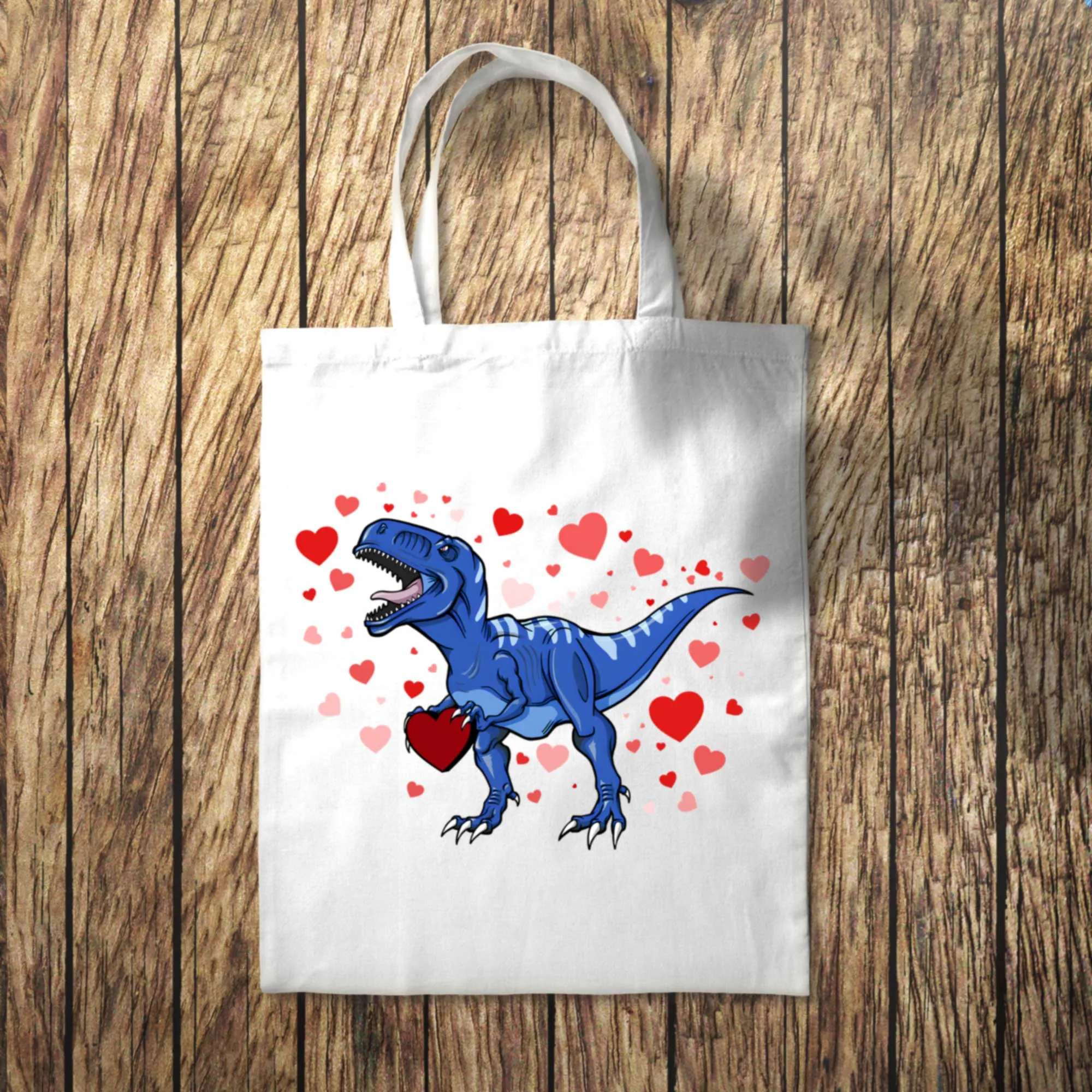 Blue Dinosaur Hearts Tote Bag 10L Bag