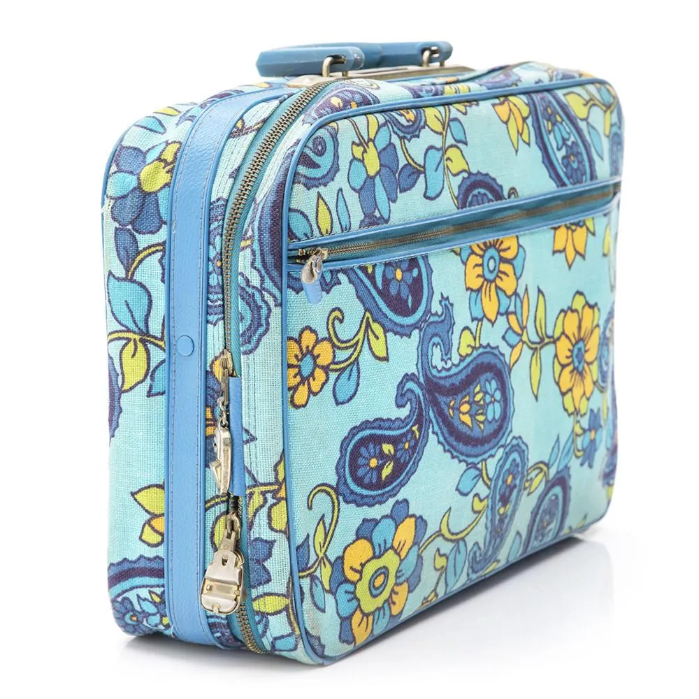 Blue Floral Suitcase