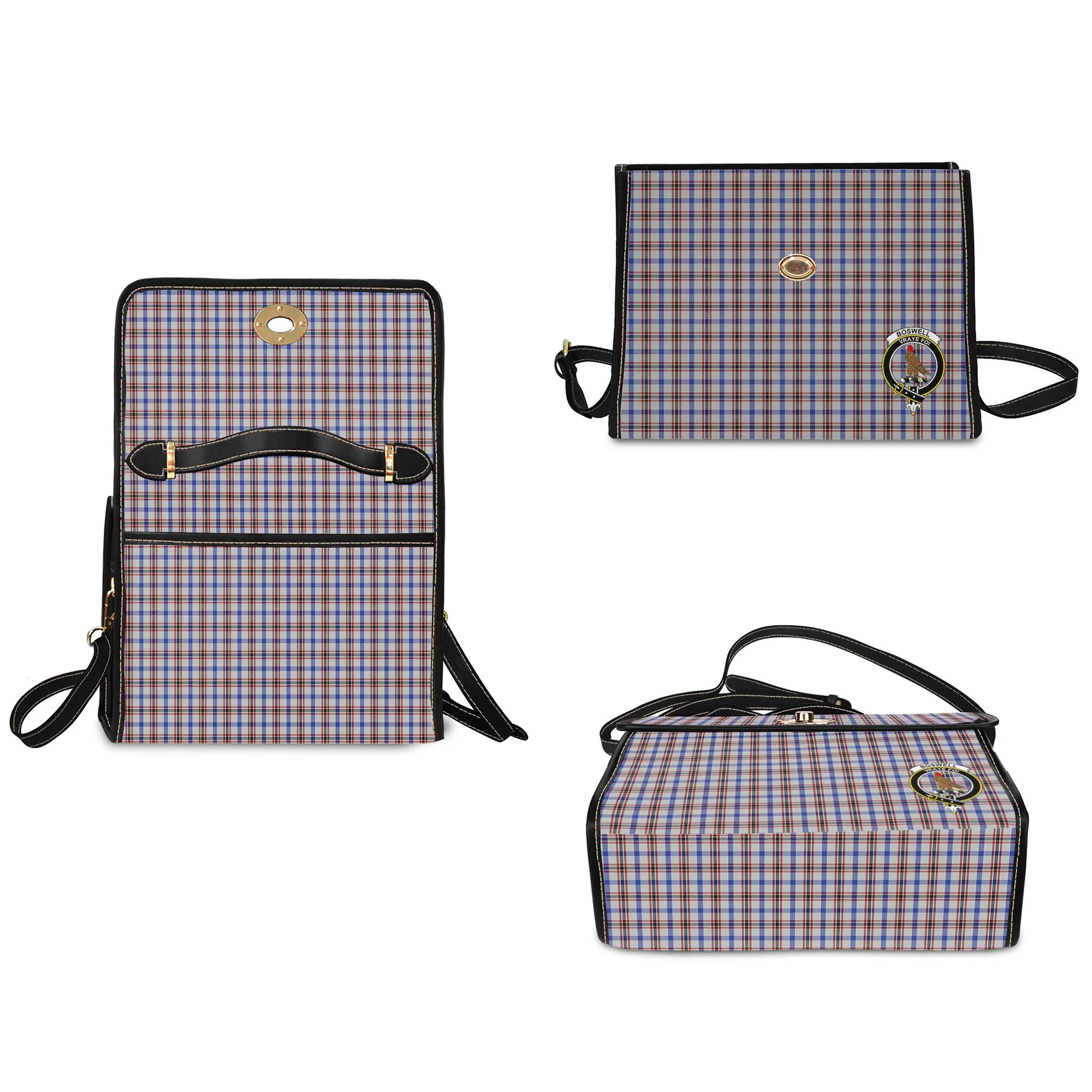 Boswell Tartan Waterproof Canvas Bag with Family Crest