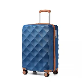 British Traveller 20 Inch Ultralight ABS & Polycarbonate Suitcase with TSA Lock - Navy & Brown | Lightweight, Durable & Airline Approved