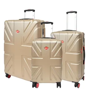 British Union Flag Pattern 8 Wheel Luggage Lightweight Hard Shell Suitcase AC311 Taupe