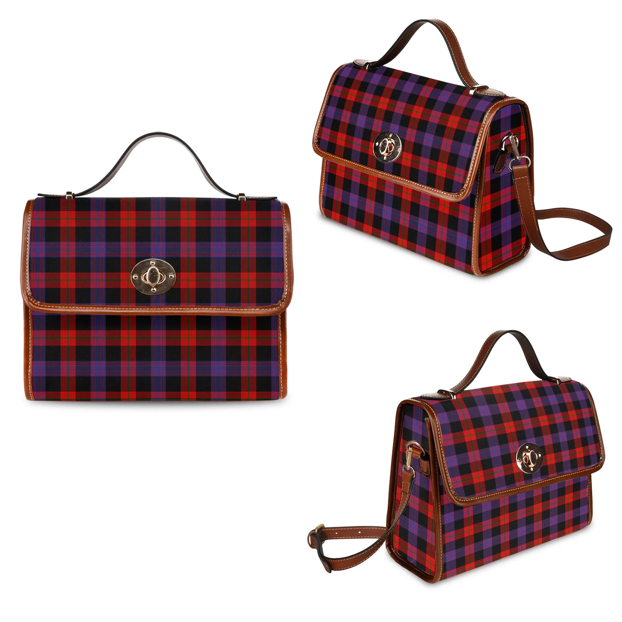 Broun Modern Tartan Waterproof Canvas Bag