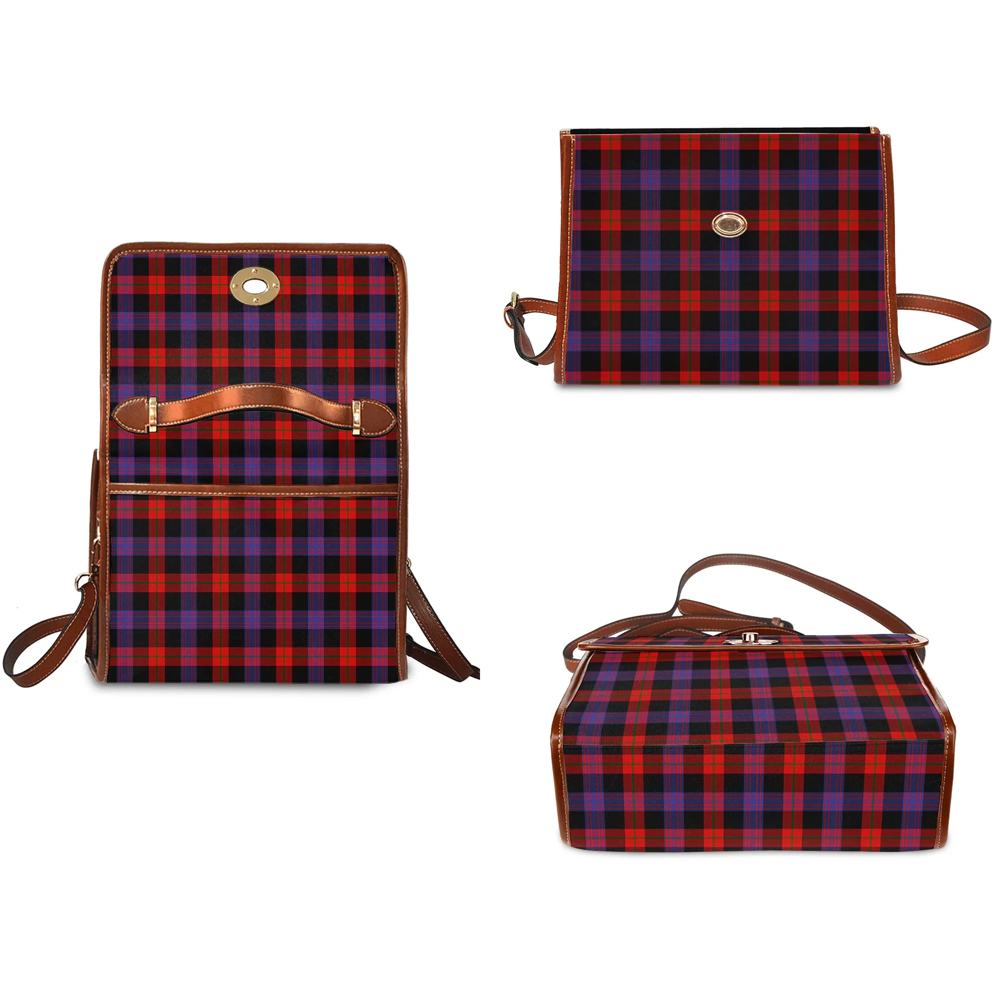 Broun Modern Tartan Waterproof Canvas Bag