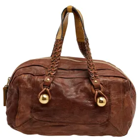 Brown Leather Zip Shoulder Bag