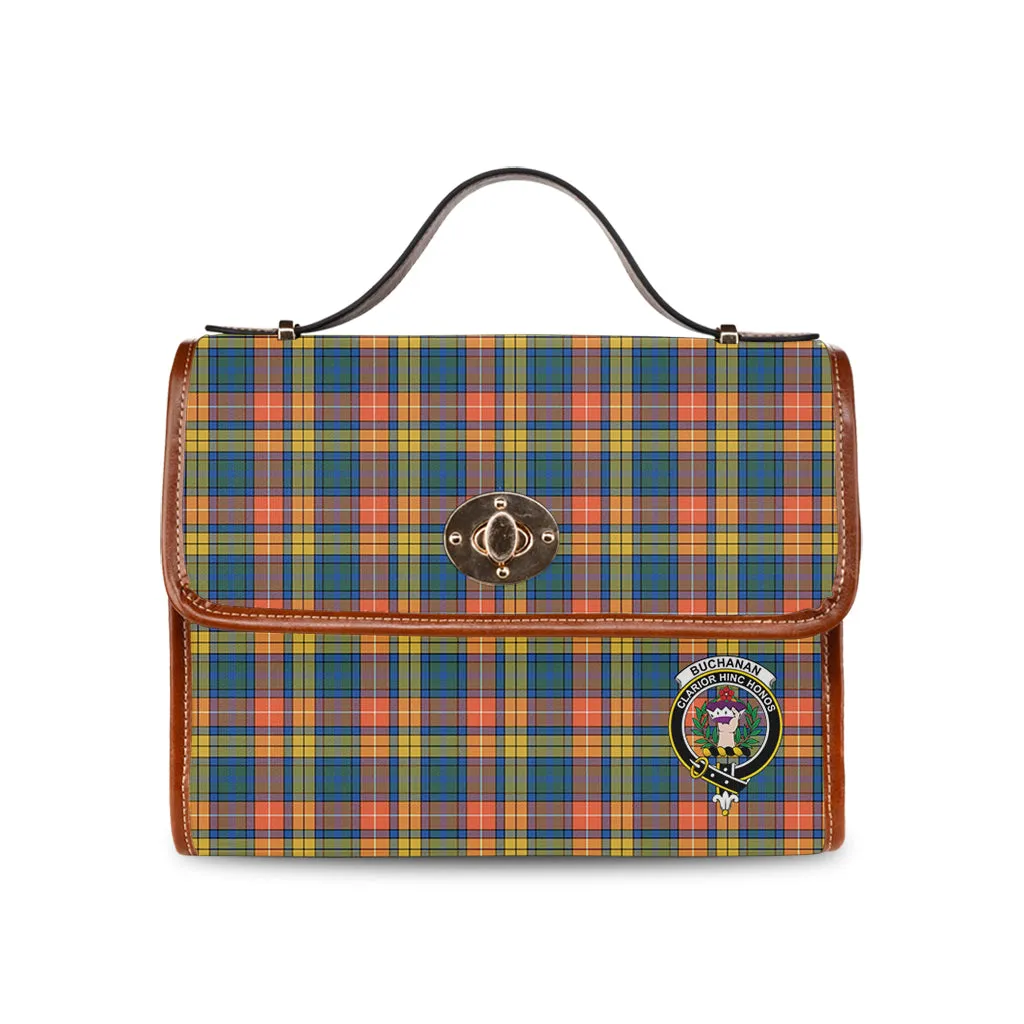 Buchanan Ancient Tartan Waterproof Canvas Bag with Family Crest