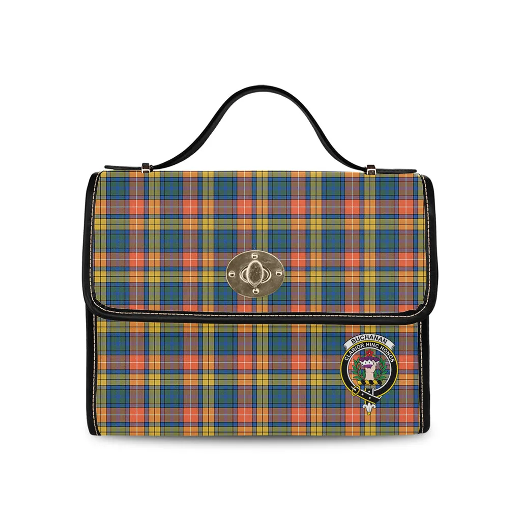 Buchanan Ancient Tartan Waterproof Canvas Bag with Family Crest