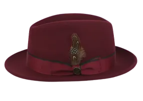 Burgundy Men's Steven Land Wool Fedora Hat Style No-Bogart