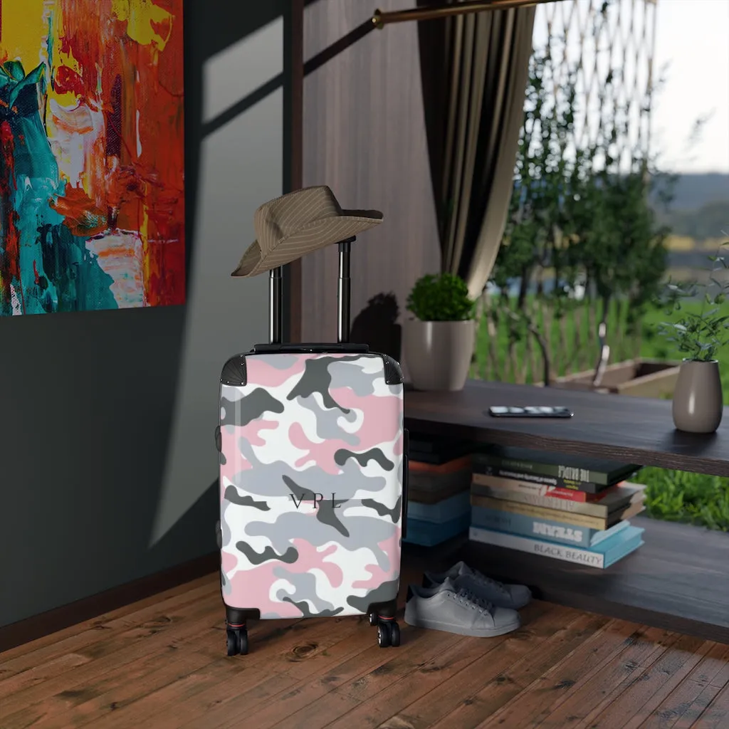 Cabin Suitcase Pink Camouflage