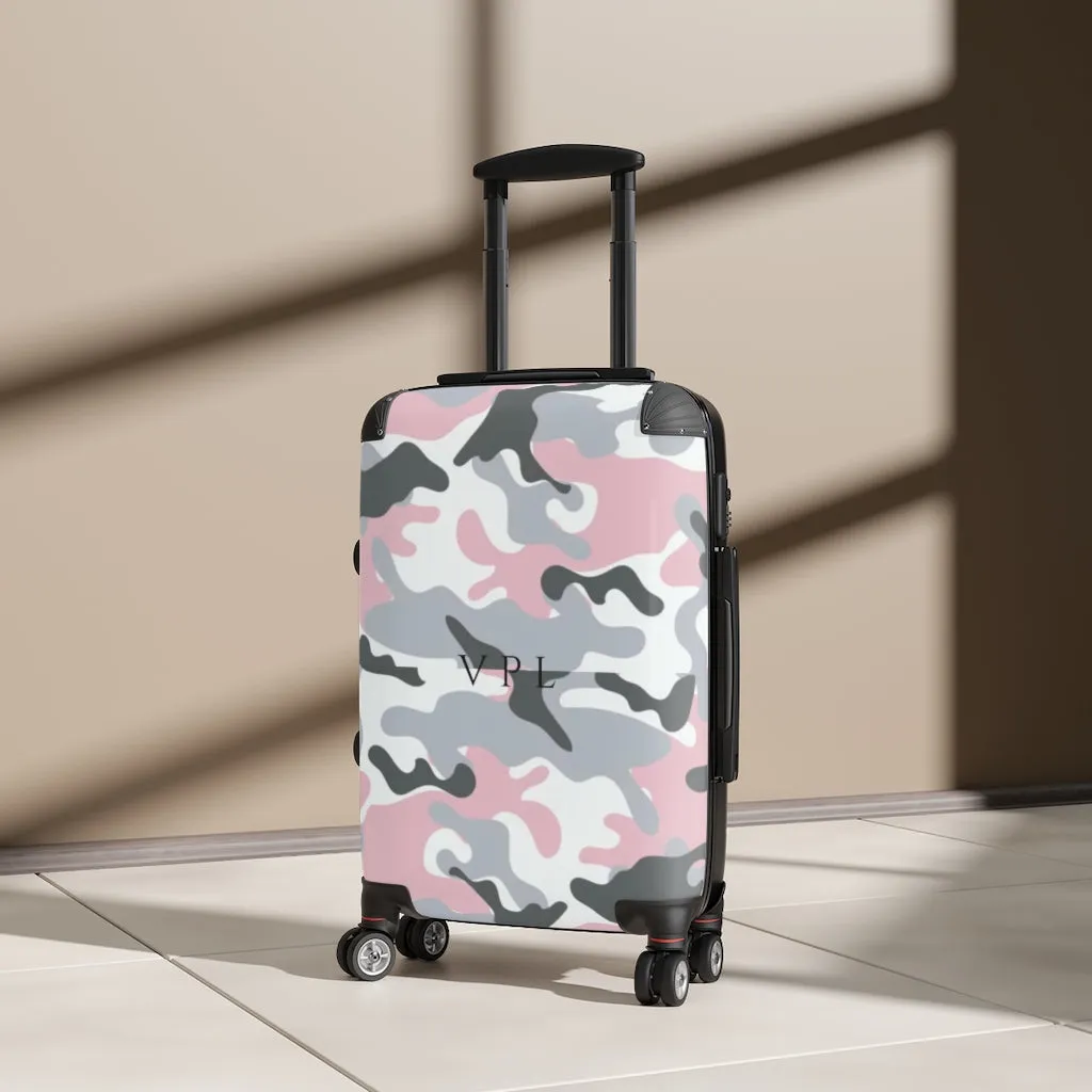 Cabin Suitcase Pink Camouflage