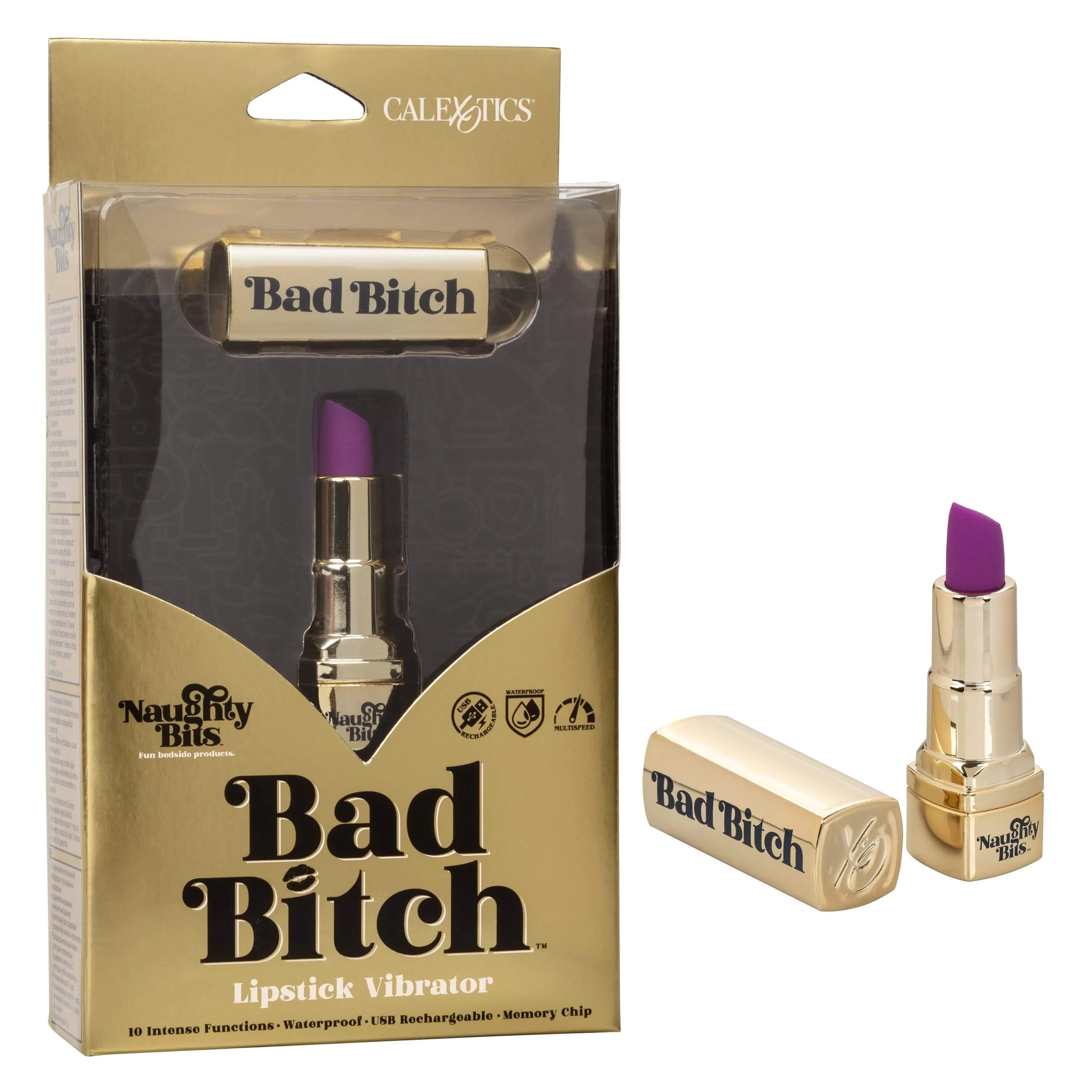 California Exotics - Naughty Bits Bad Bitch Discreet Lipstick Vibrator (Gold)