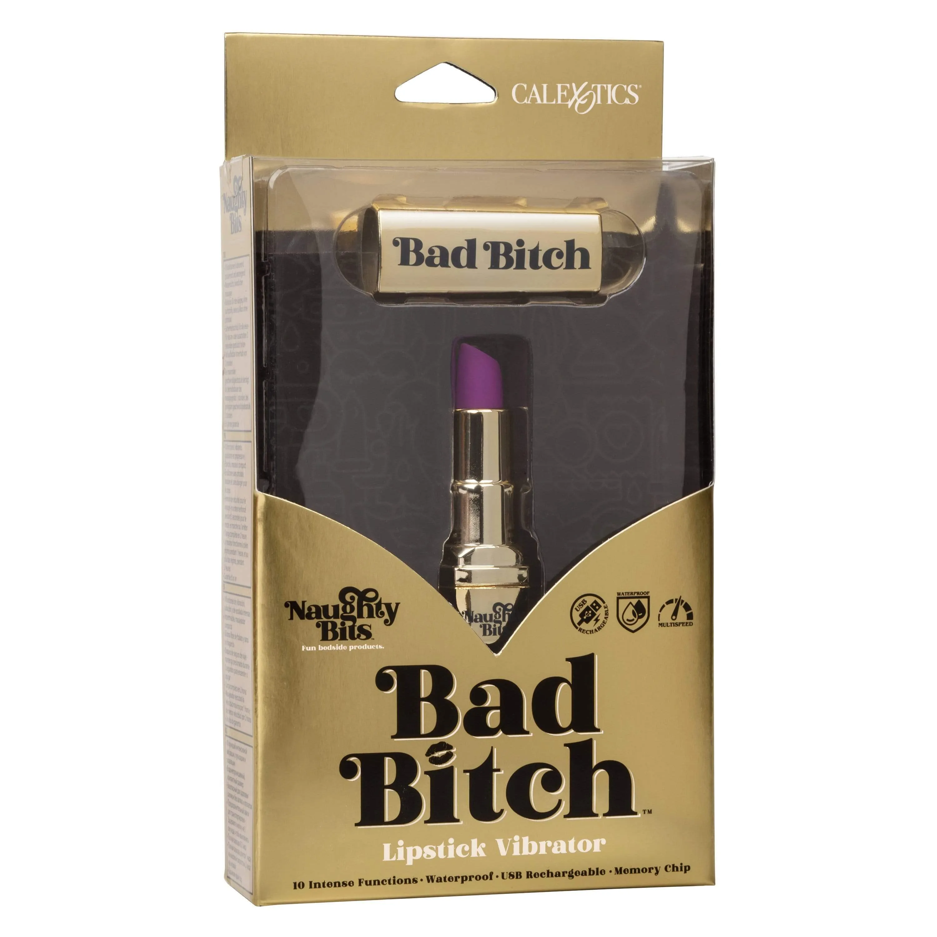 California Exotics - Naughty Bits Bad Bitch Discreet Lipstick Vibrator (Gold)